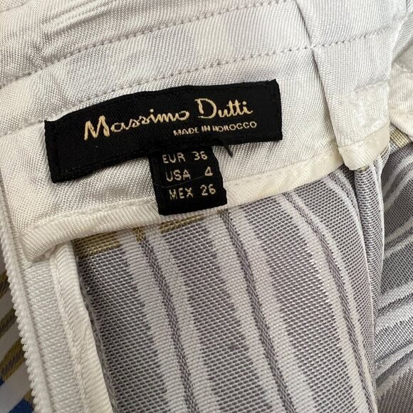 Massimo Dutti Geometric Jacquard Stripe Pockets Box Pleat A-Line Mini Skirt Sz 4 - Picture 11 of 15